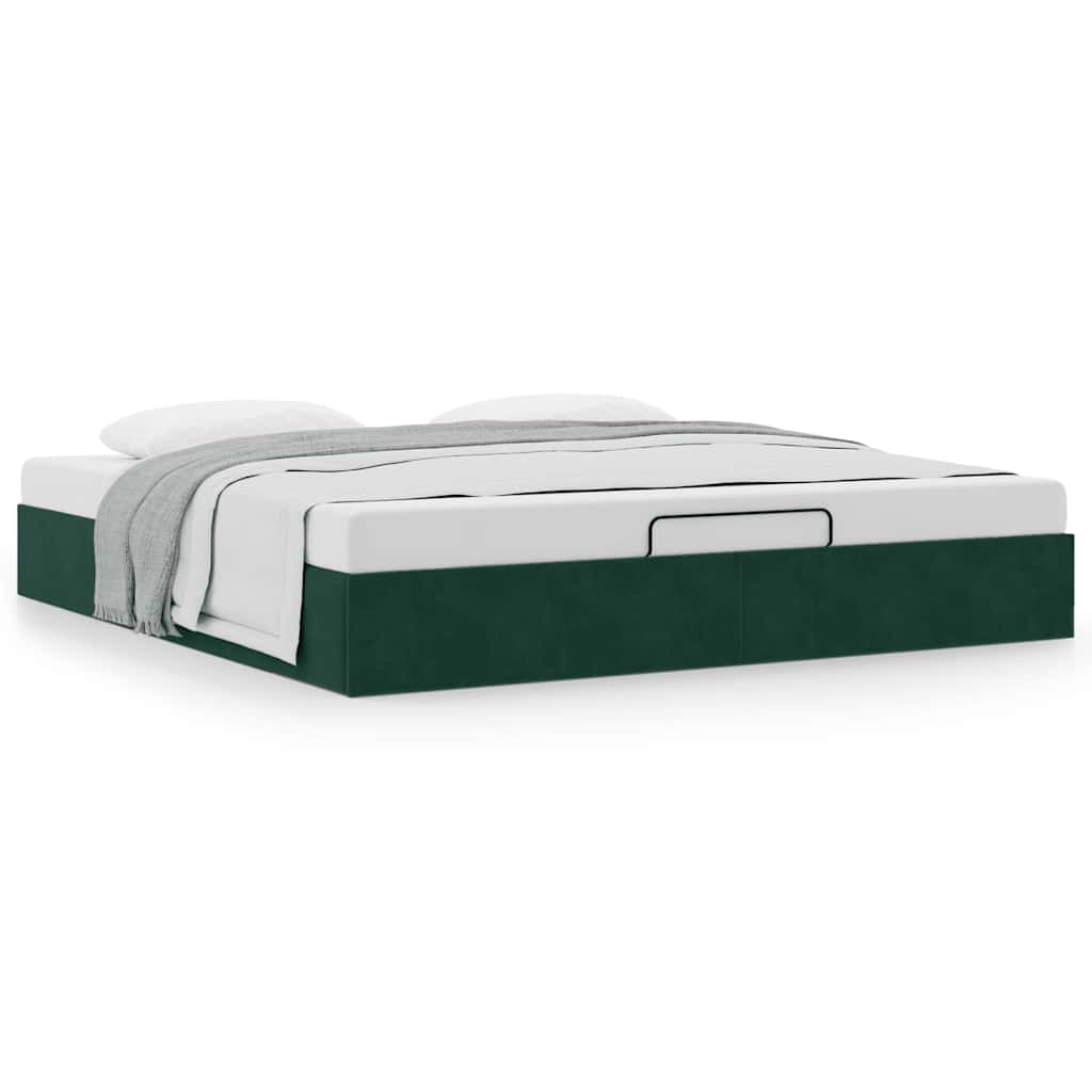 Ottoman bedframe zonder matras 200x200 cm fluweel donkergroen – afbeelding 4