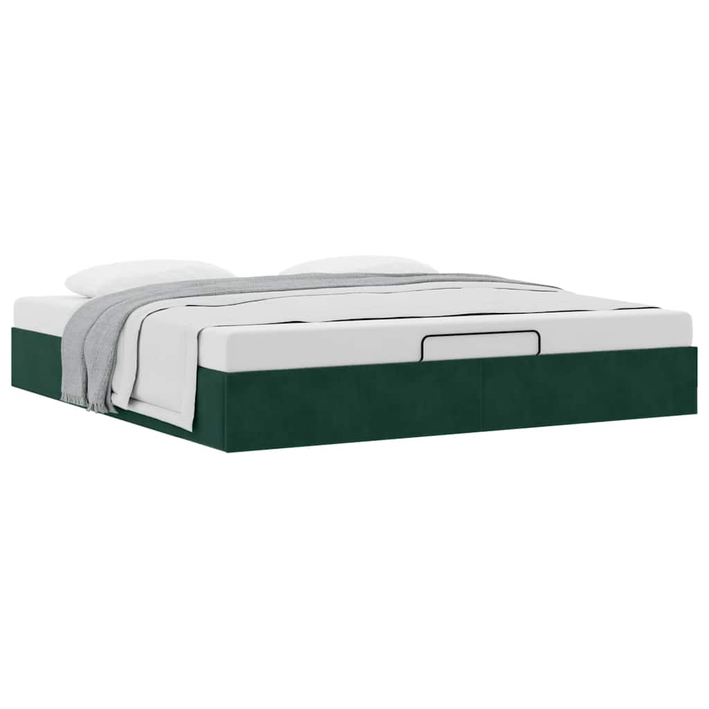 Ottoman bedframe zonder matras 200x200 cm fluweel donkergroen – afbeelding 5