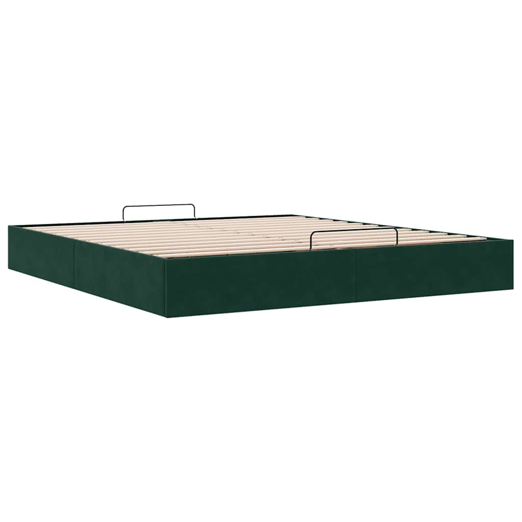 Ottoman bedframe zonder matras 200x200 cm fluweel donkergroen – afbeelding 6