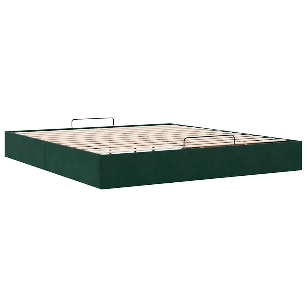 Ottoman bedframe zonder matras 200x200 cm fluweel donkergroen – afbeelding 9