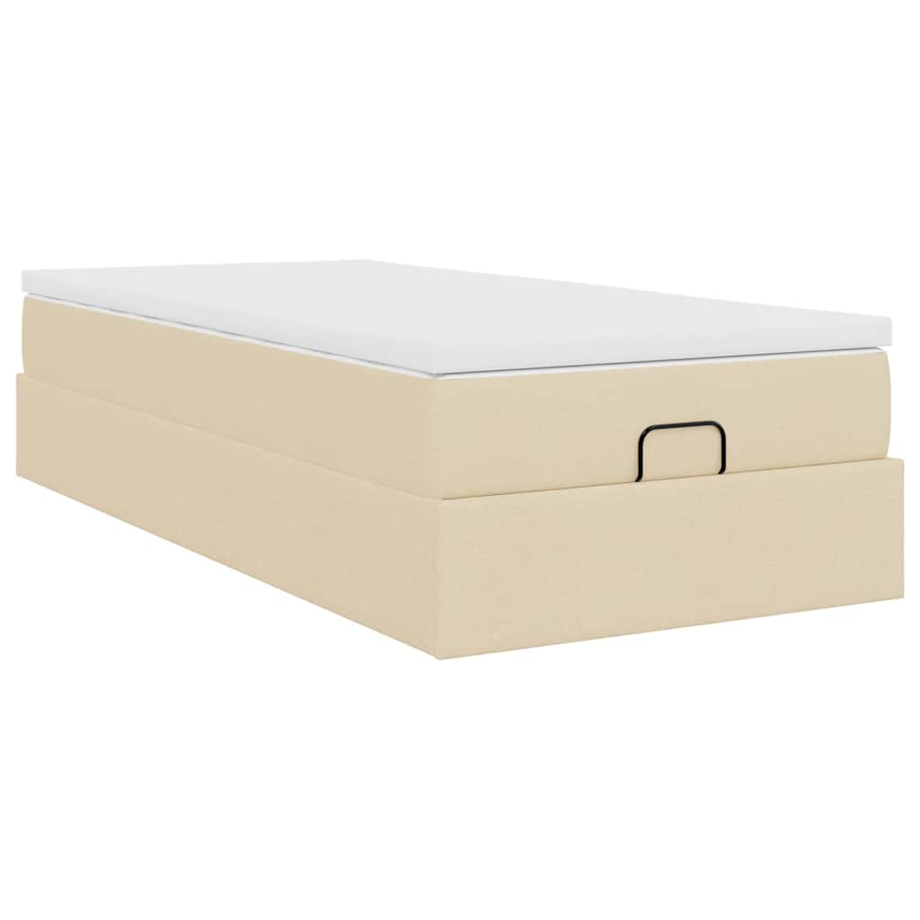 Ottoman bed met matras 80x200cm stof crèmekleurig – afbeelding 10