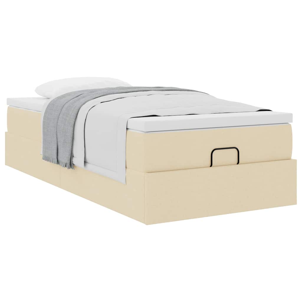 Ottoman bed met matras 80x200cm stof crèmekleurig – afbeelding 5
