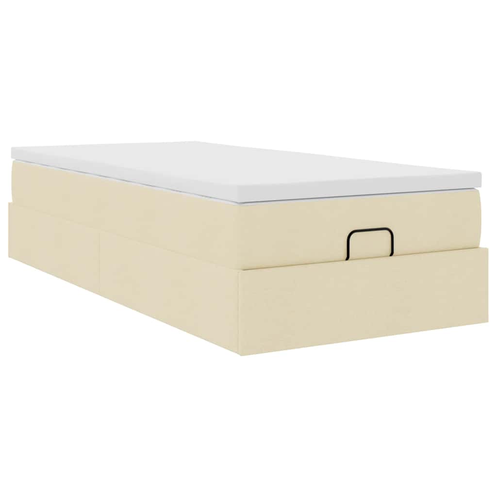 Ottoman bed met matras 80x200cm stof crèmekleurig – afbeelding 6