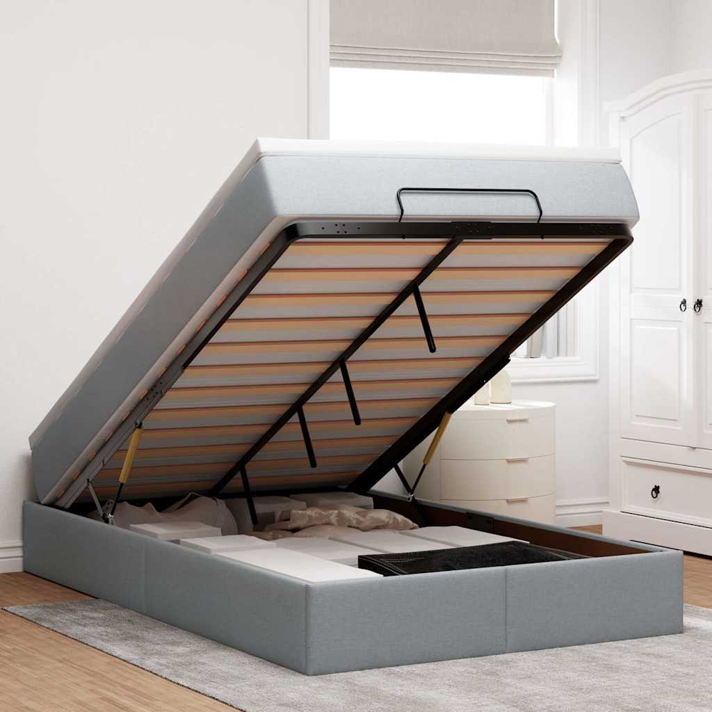 Ottoman bed met matras 120x200cm stof lichtgrijs – afbeelding 1