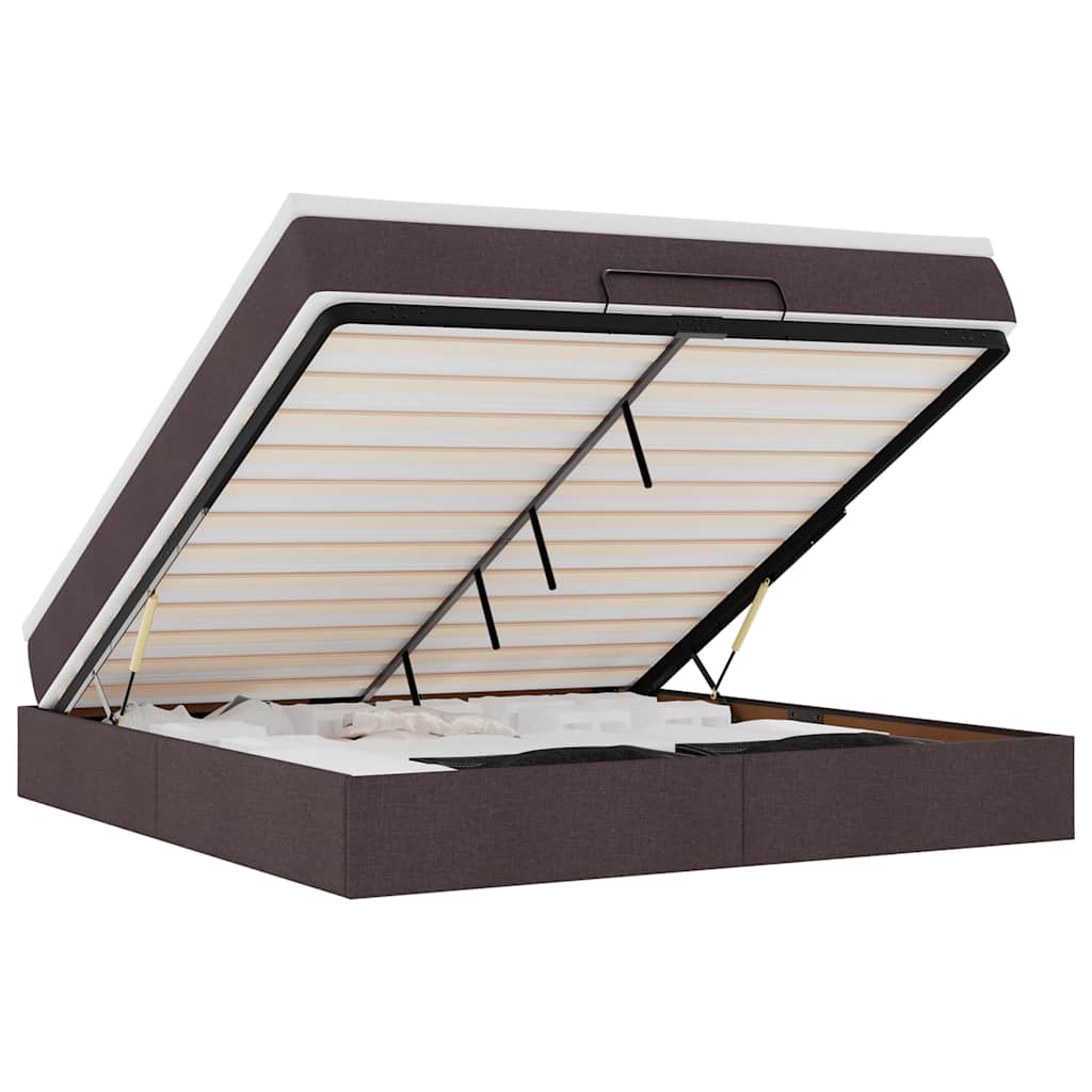 Ottoman bed met matras 160x200cm stof donkerbruin – afbeelding 2