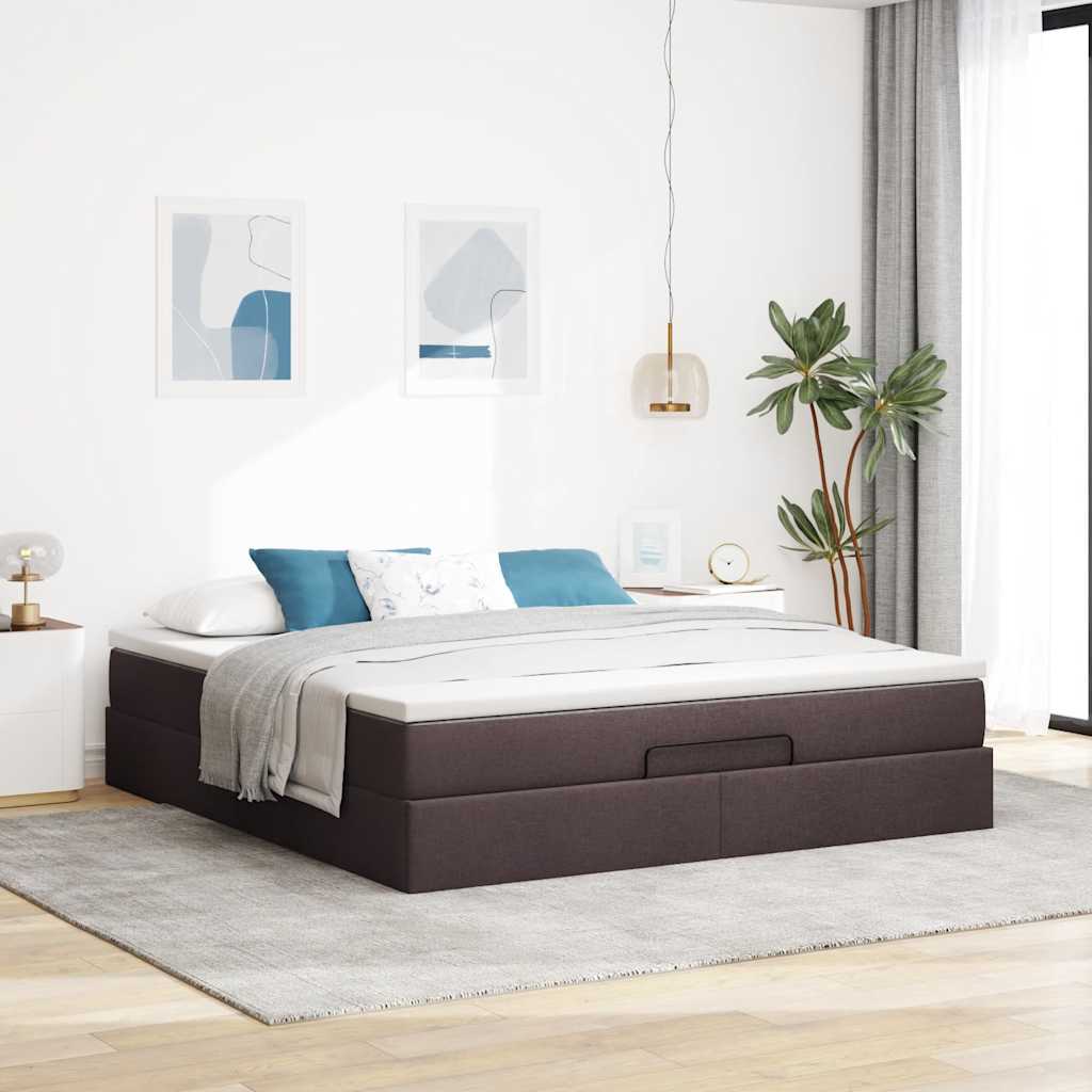 Ottoman bed met matras 160x200cm stof donkerbruin – afbeelding 3