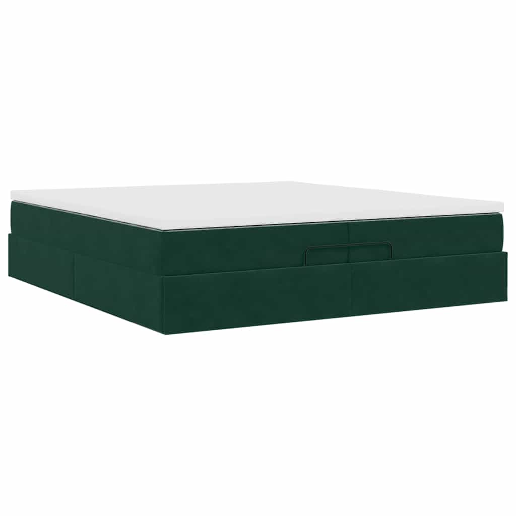Ottoman bed met matrassen 200x200cm fluweel donkergroen – afbeelding 10