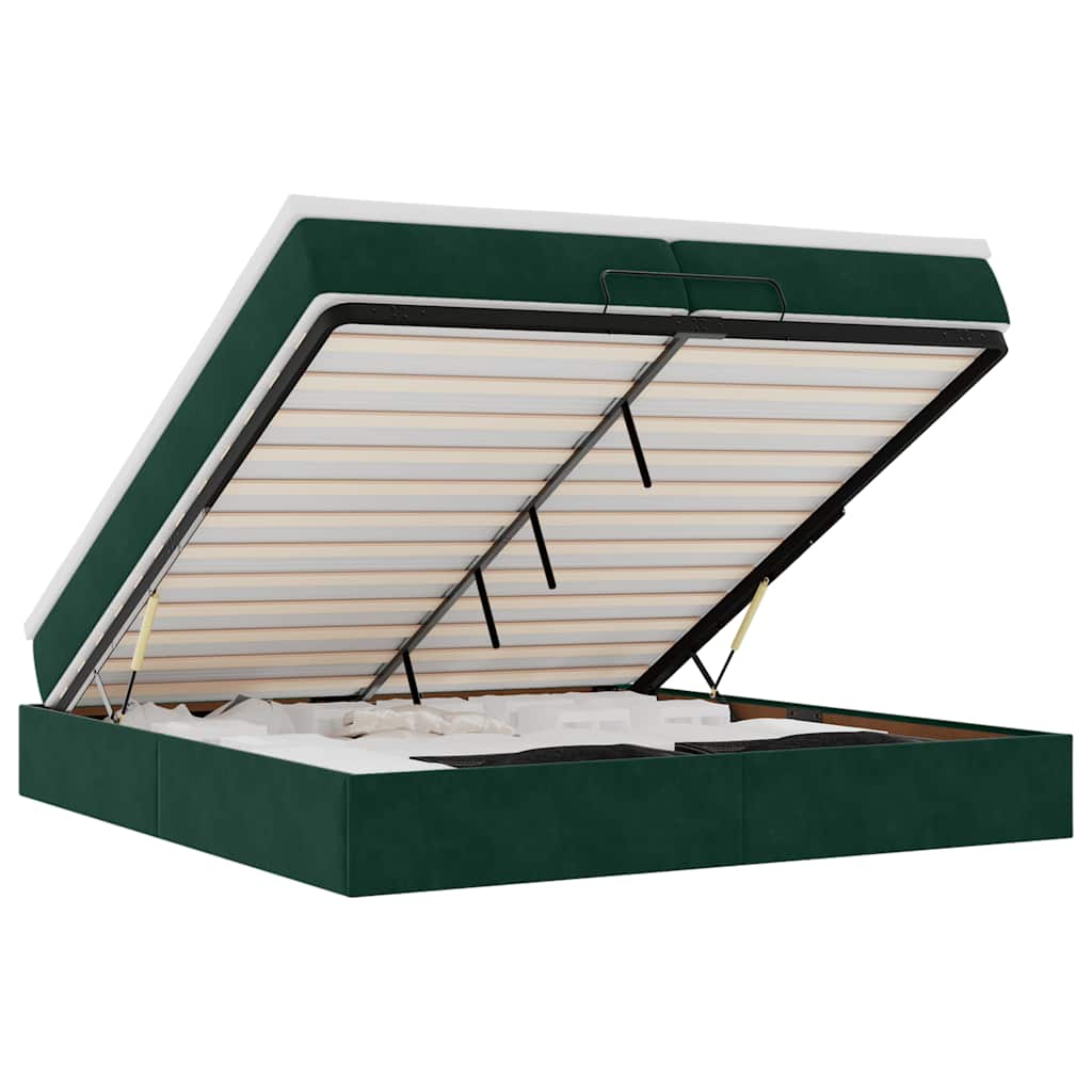 Ottoman bed met matrassen 200x200cm fluweel donkergroen – afbeelding 2