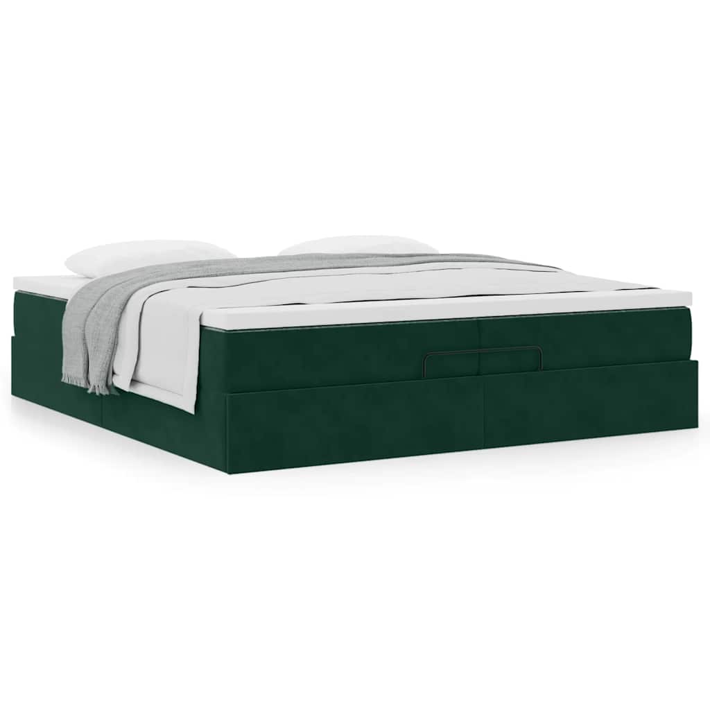 Ottoman bed met matrassen 200x200cm fluweel donkergroen – afbeelding 4