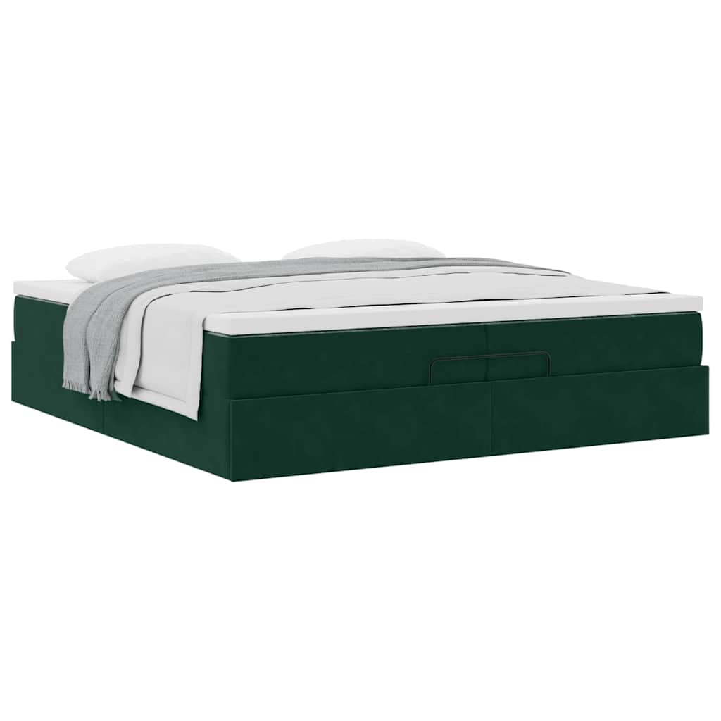 Ottoman bed met matrassen 200x200cm fluweel donkergroen – afbeelding 5