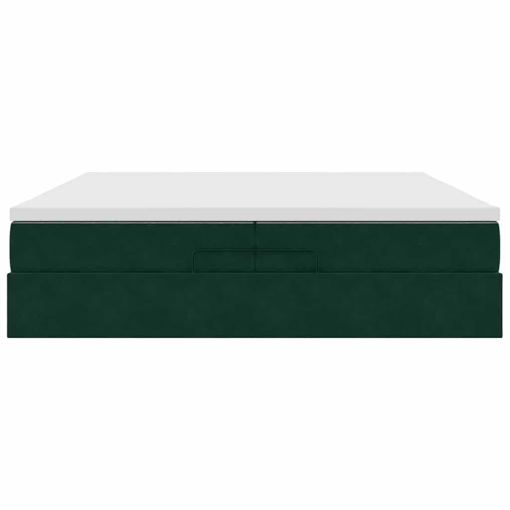 Ottoman bed met matrassen 200x200cm fluweel donkergroen – afbeelding 7