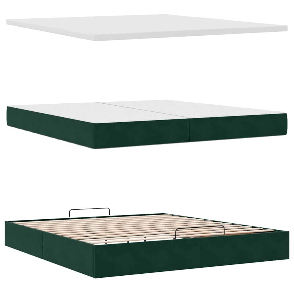 Ottoman bed met matrassen 200x200cm fluweel donkergroen – afbeelding 8