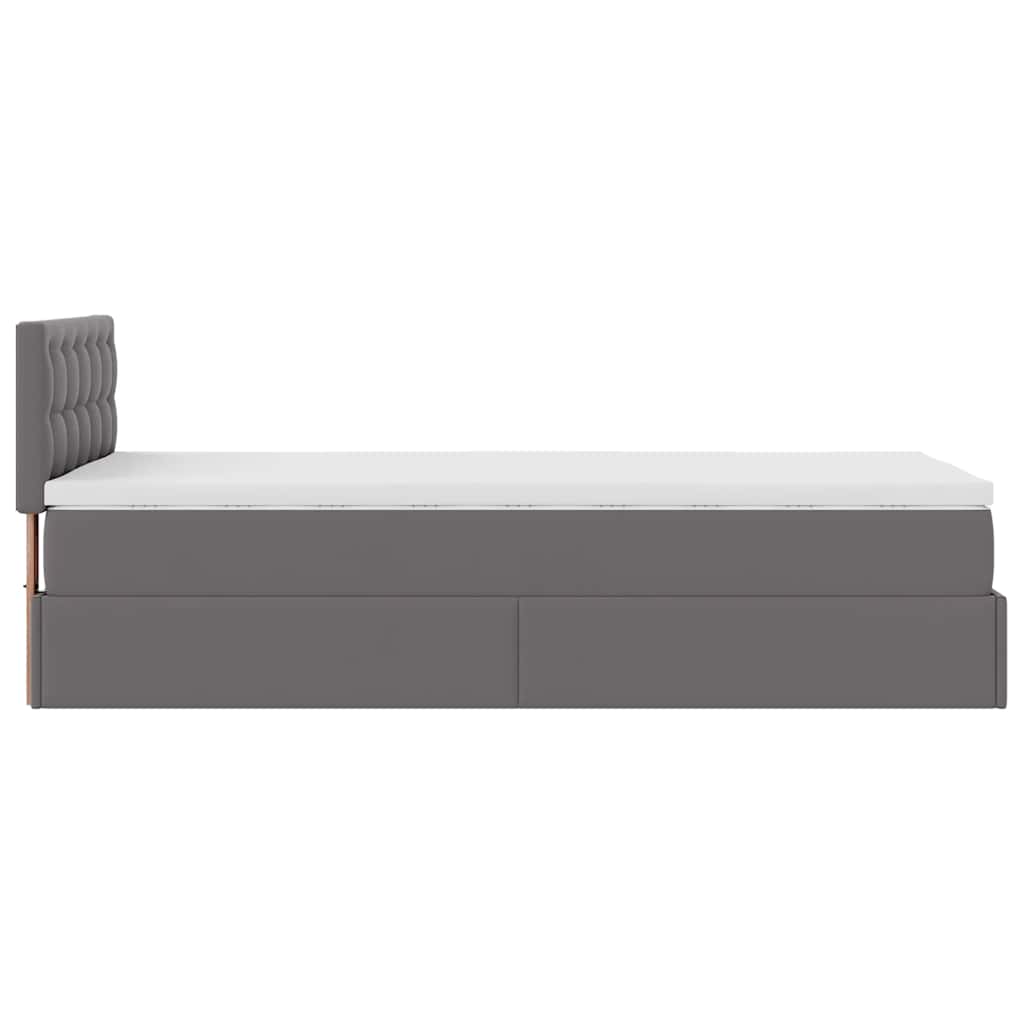 Ottomaanse bed met matras 90x200cm kunstleer grijs – afbeelding 10