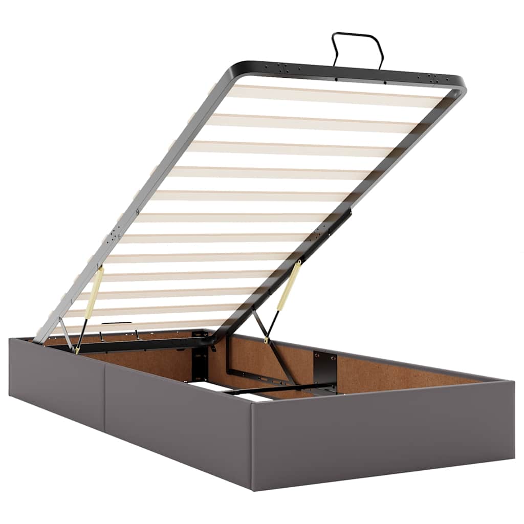 Ottomaanse bed met matras 90x200cm kunstleer grijs – afbeelding 12