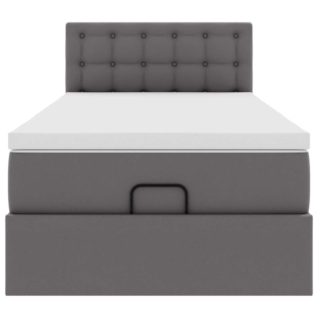 Ottomaanse bed met matras 90x200cm kunstleer grijs – afbeelding 7