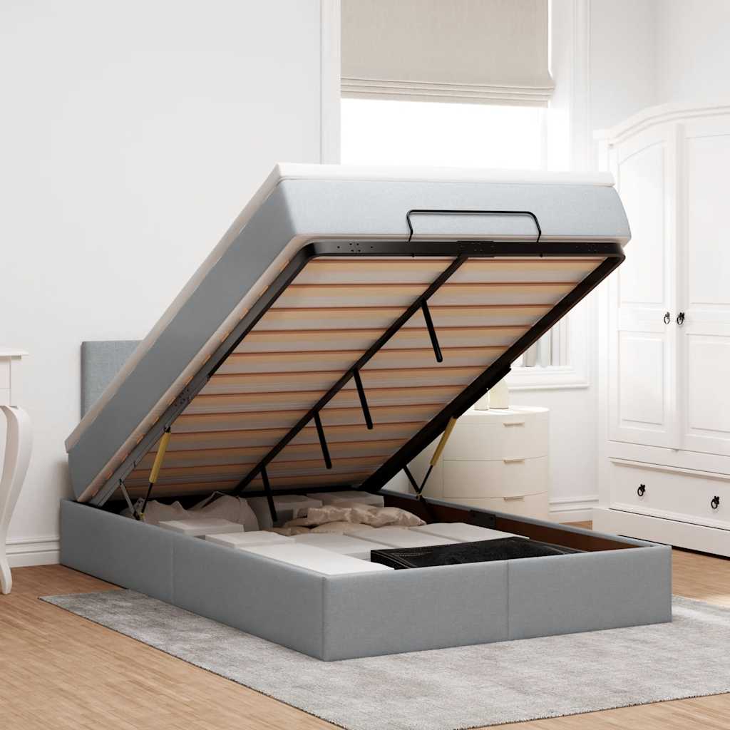 Bed met matras 120x190 cm stof lichtgrijs