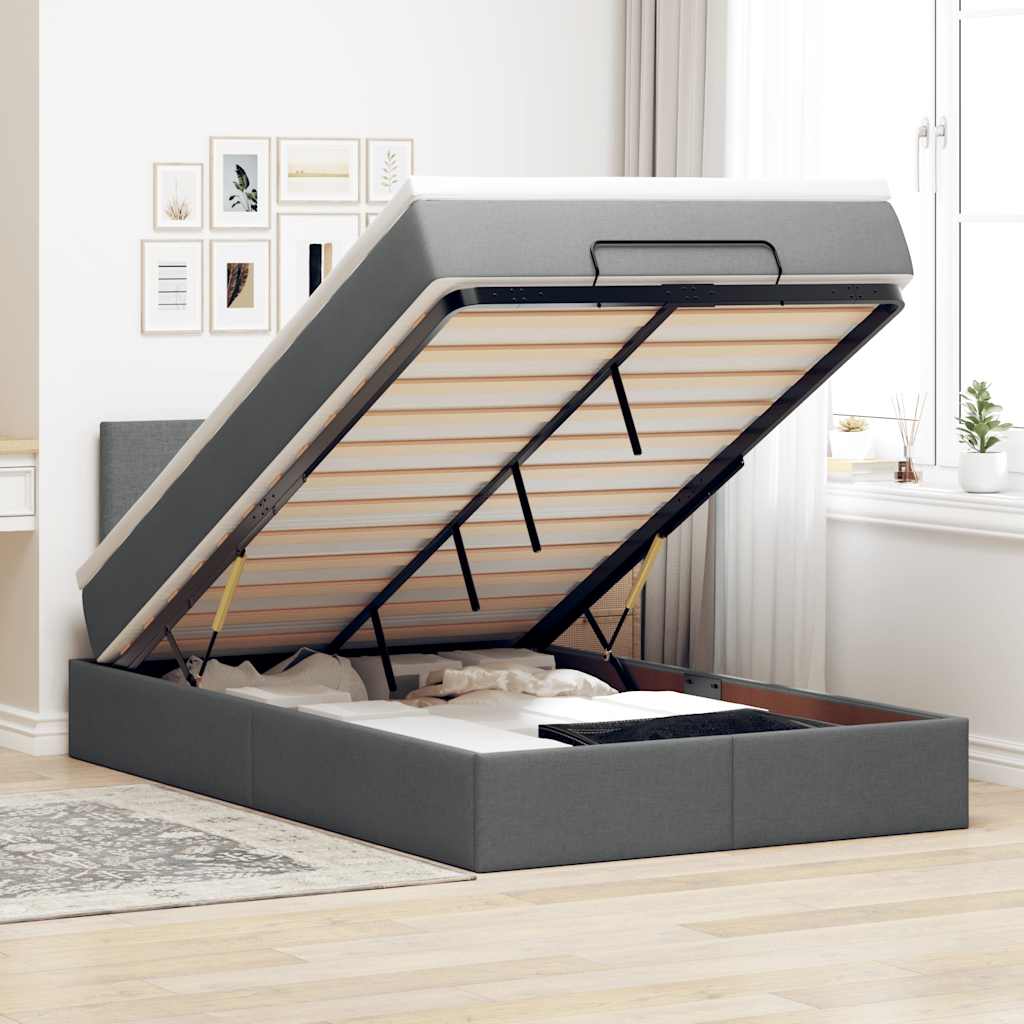 Bed met matras 120x190 cm stof donkergrijs – afbeelding 1