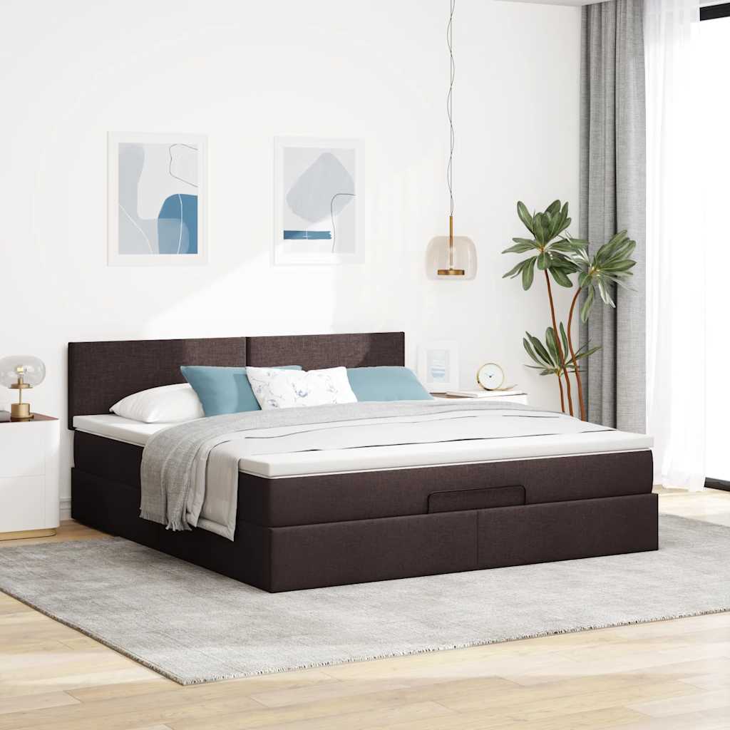 Ottoman bed met matras 160x200cm stof donkerbruin – afbeelding 3