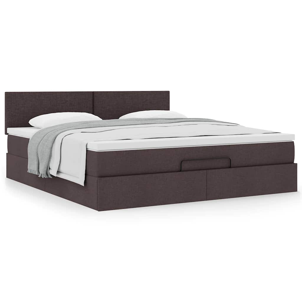 Ottoman bed met matras 160x200cm stof donkerbruin – afbeelding 4