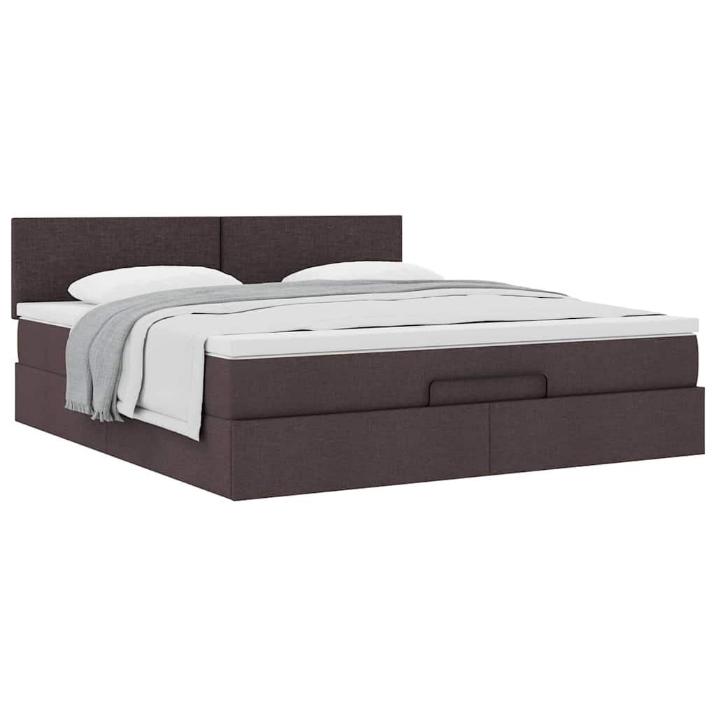 Ottoman bed met matras 160x200cm stof donkerbruin – afbeelding 5