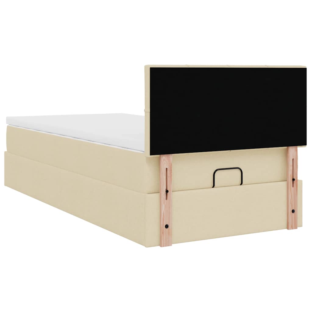 Ottoman bed met matras 80x200cm stof crèmekleurig – afbeelding 11