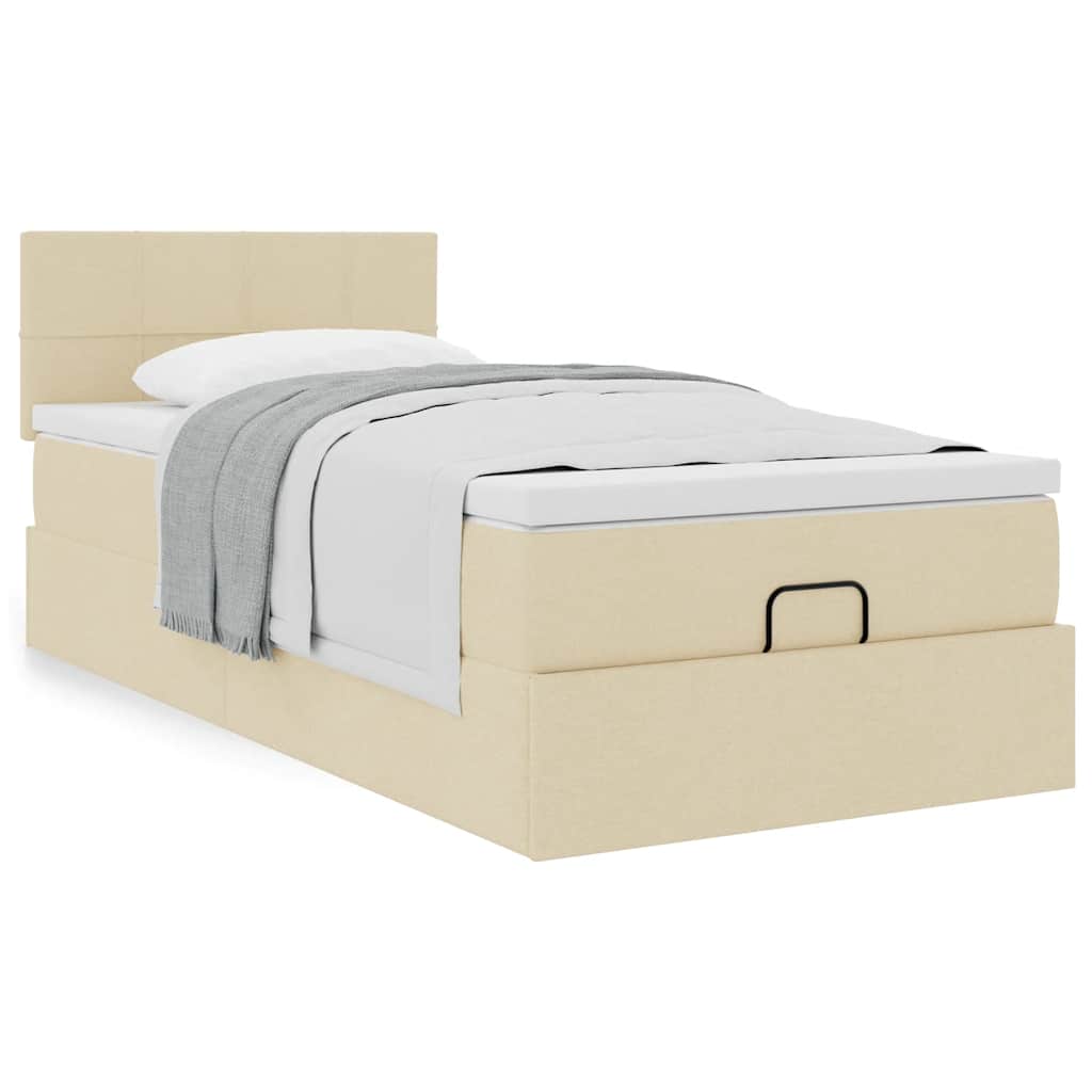 Ottoman bed met matras 80x200cm stof crèmekleurig – afbeelding 4