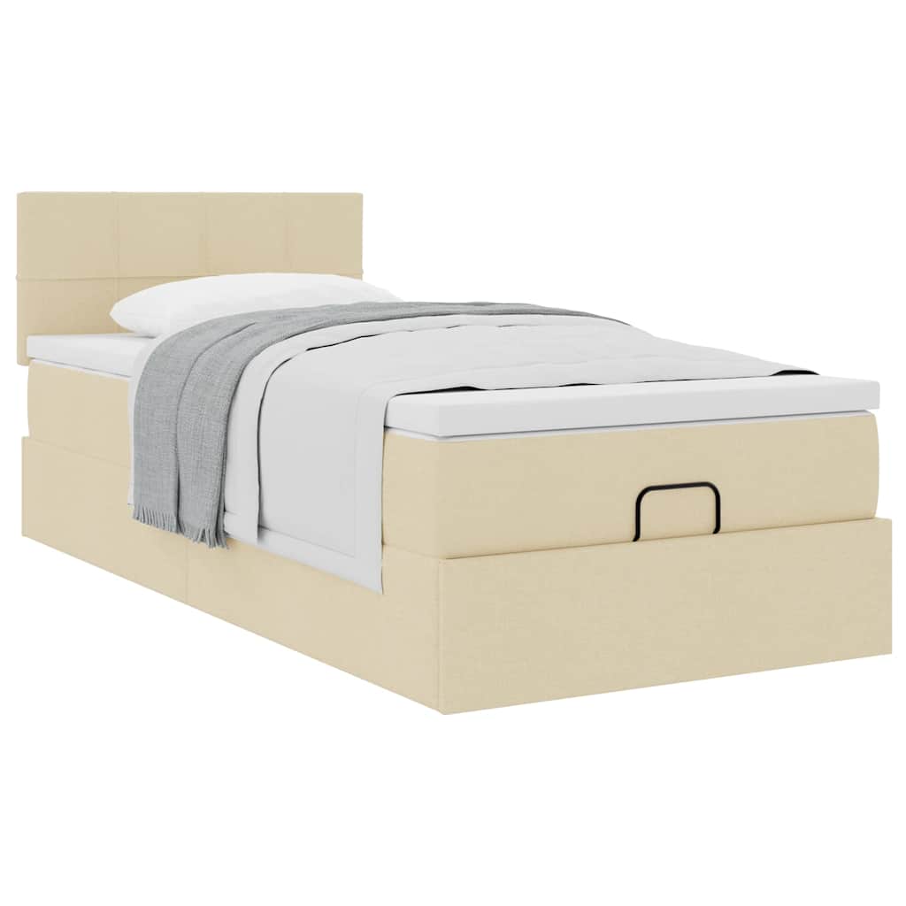 Ottoman bed met matras 80x200cm stof crèmekleurig – afbeelding 5
