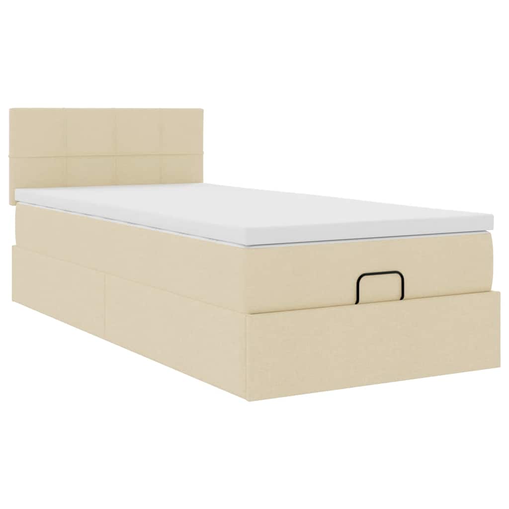 Ottoman bed met matras 80x200cm stof crèmekleurig – afbeelding 6
