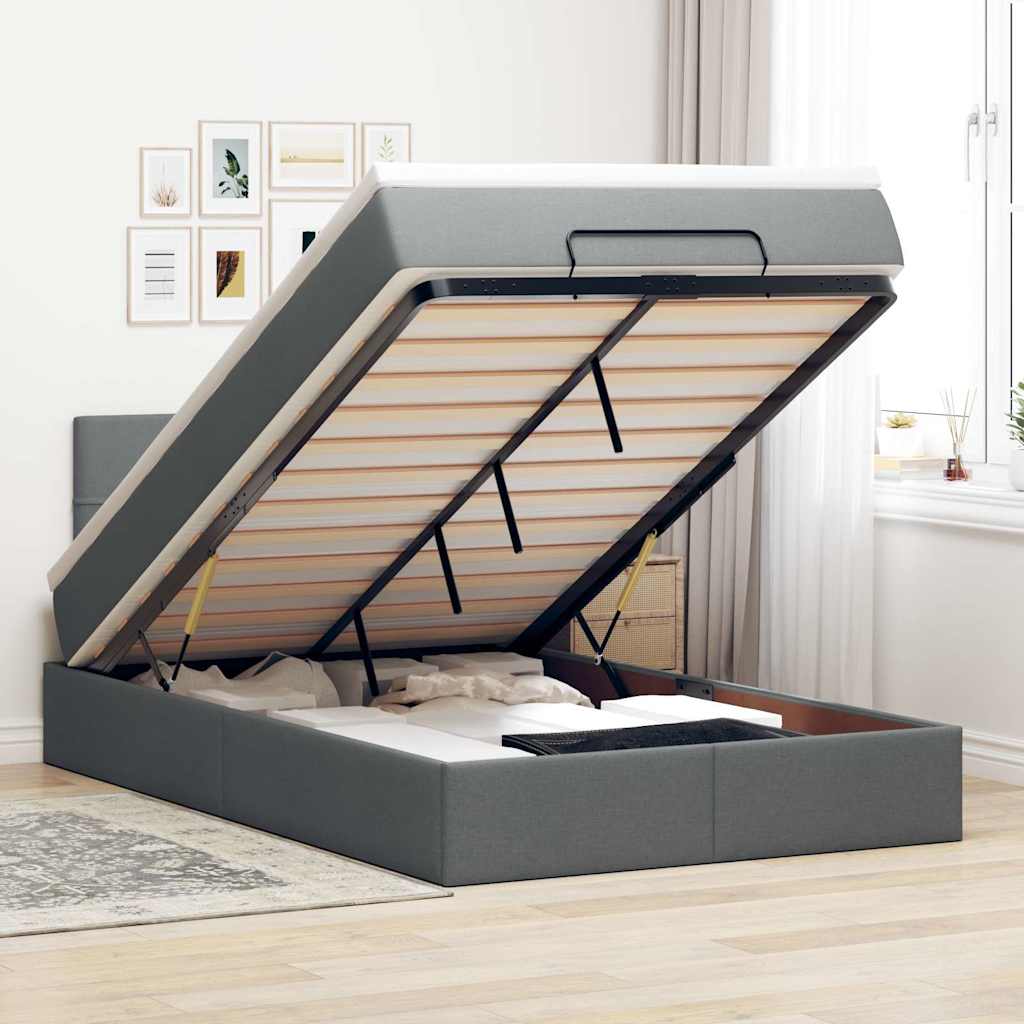 Bed met matras 120x190 cm stof donkergrijs – afbeelding 1