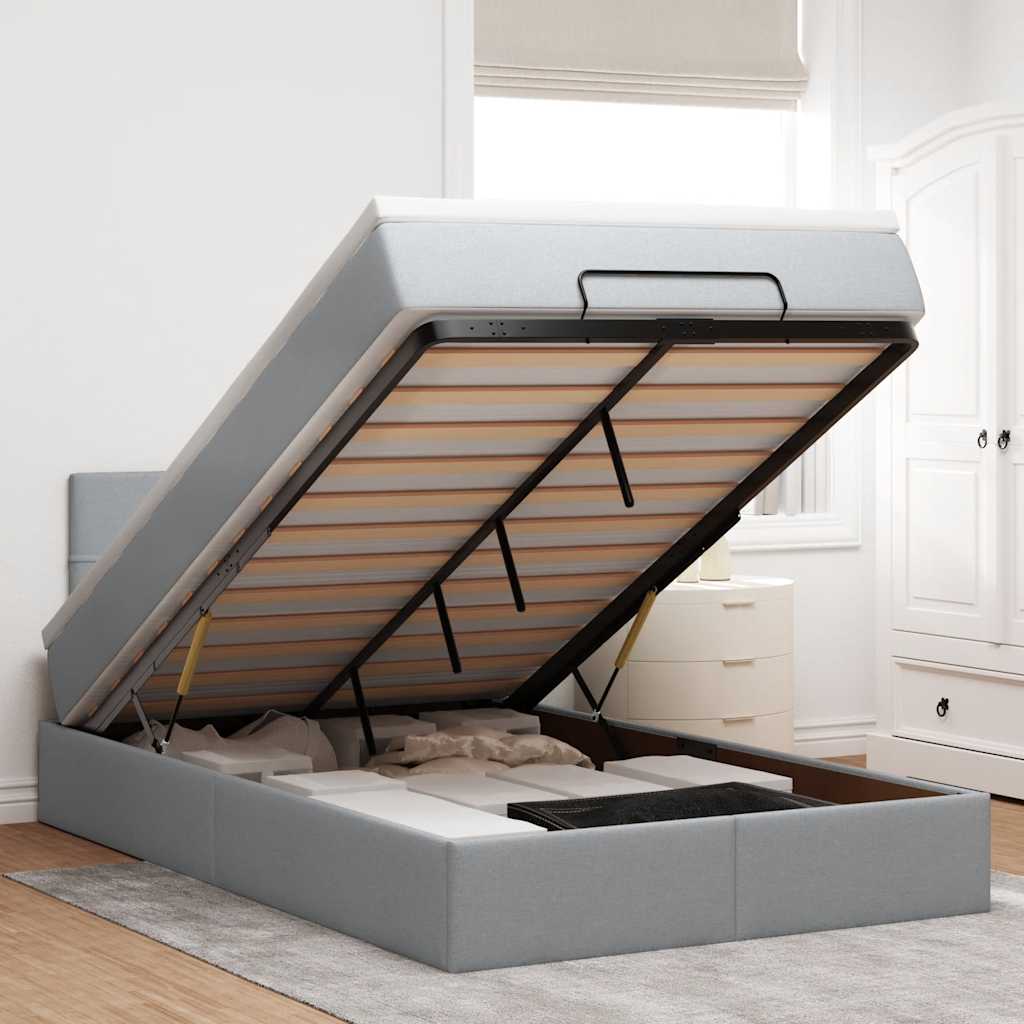 Bed met matras 120x200 cm stof lichtgrijs – afbeelding 1