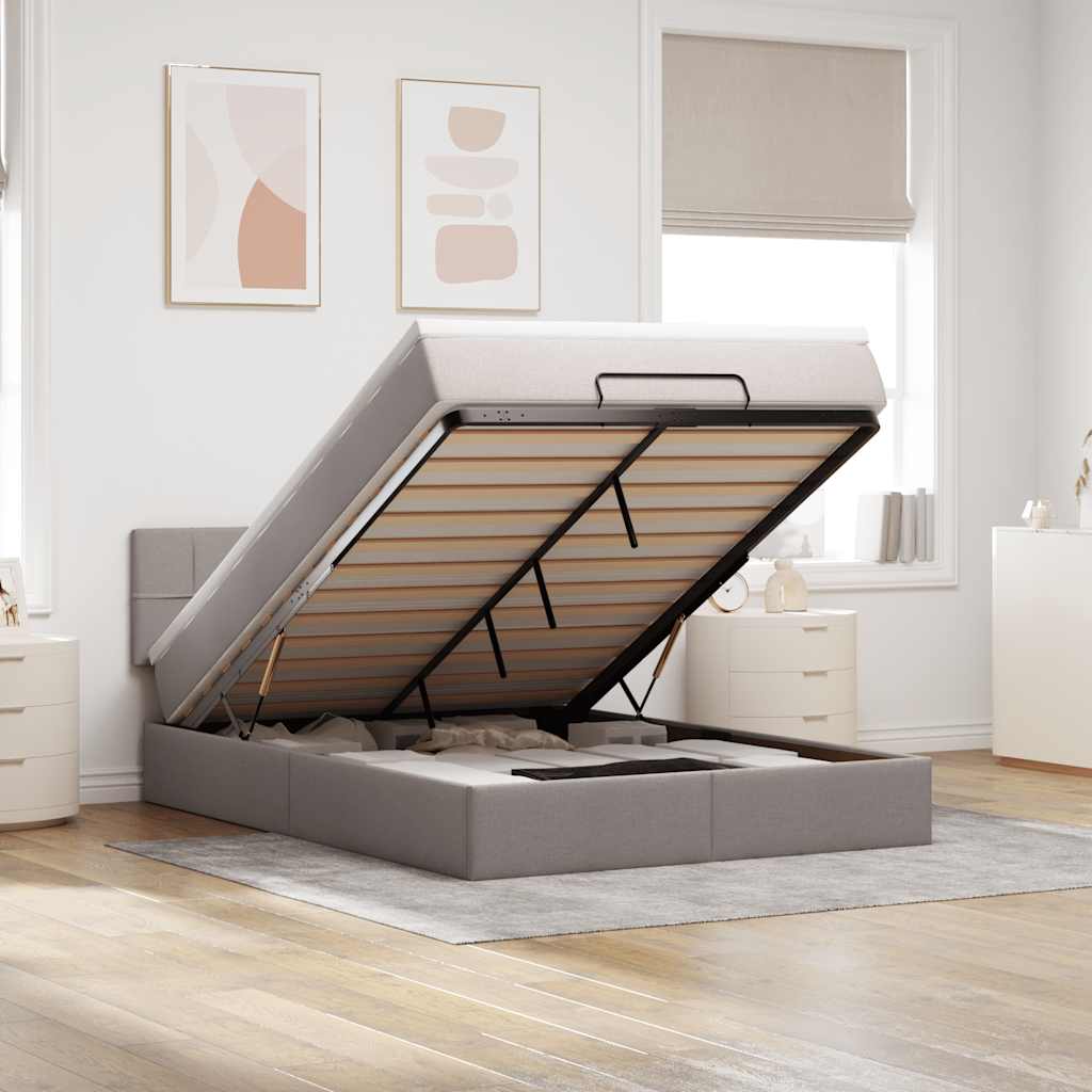 Bed met matras 140x190 cm stof taupe – afbeelding 1