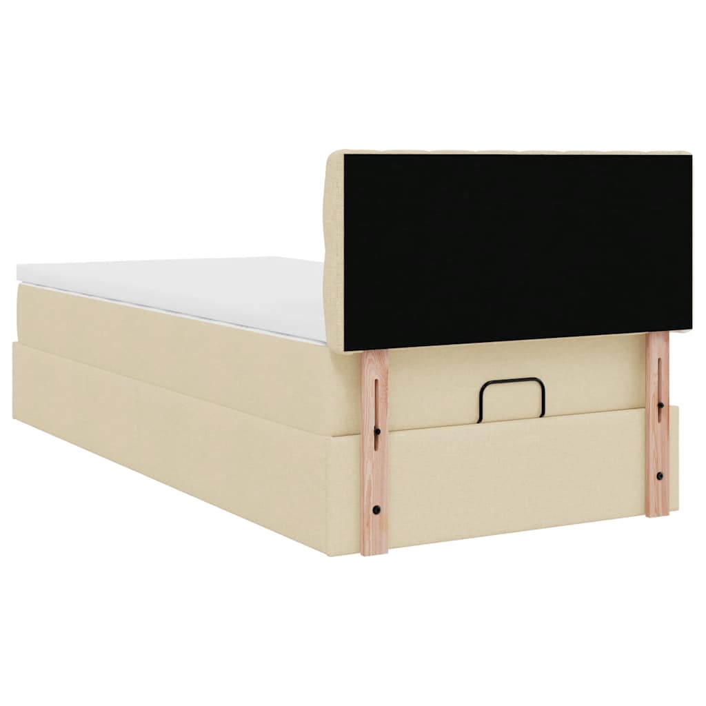 Ottoman bed met matras 80x200cm stof crèmekleurig – afbeelding 11