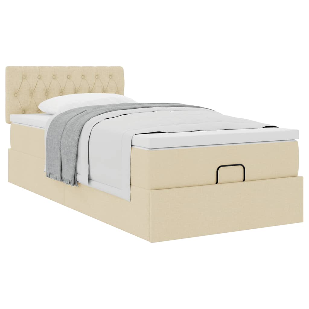 Ottoman bed met matras 80x200cm stof crèmekleurig – afbeelding 5