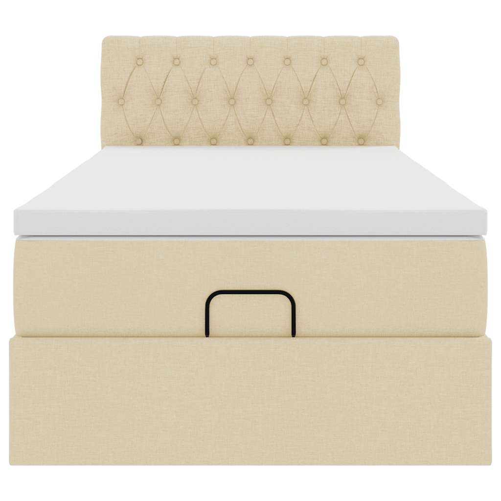 Ottoman bed met matras 80x200cm stof crèmekleurig – afbeelding 7