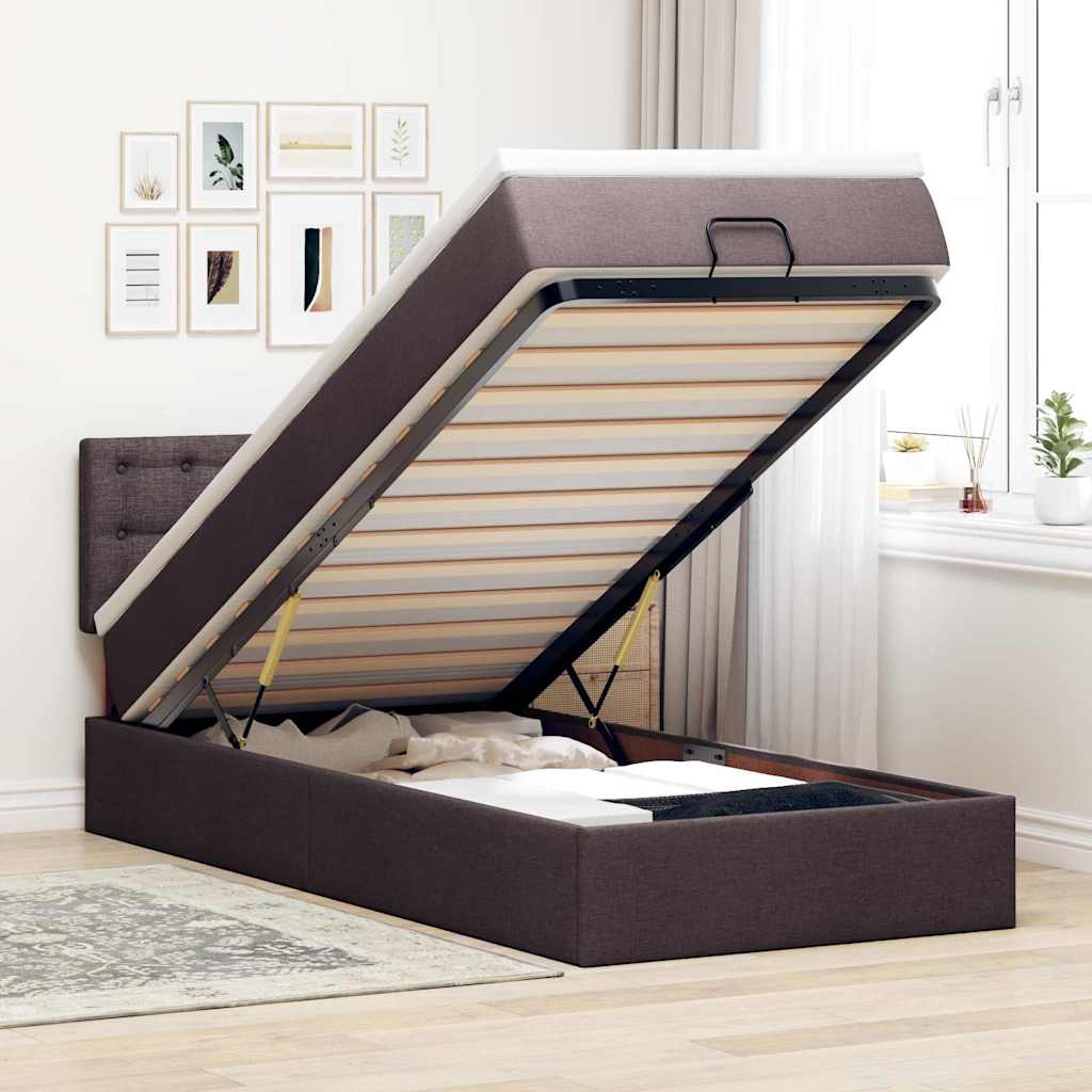Ottoman bed met matras 80x200cm stof donkerbruin – afbeelding 1
