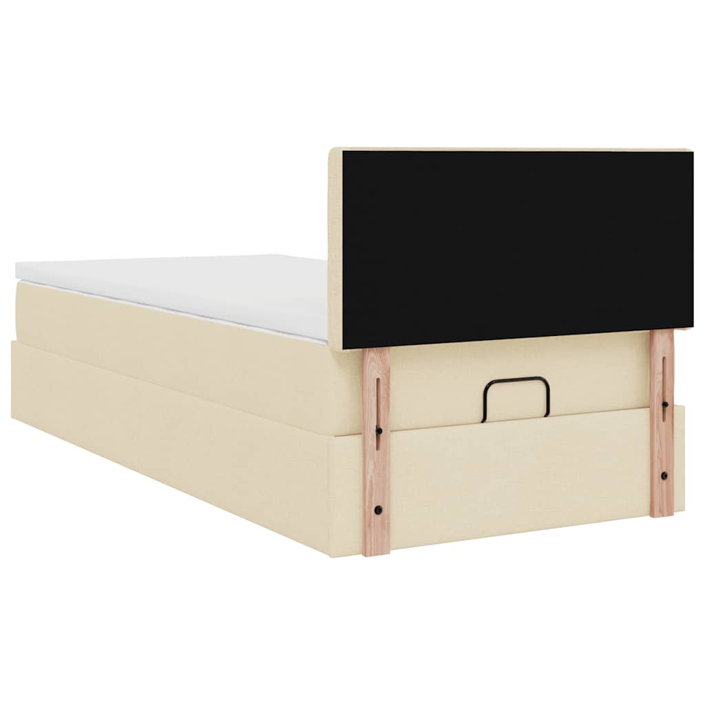 Ottoman bed met matras 80x200cm stof crèmekleurig – afbeelding 11