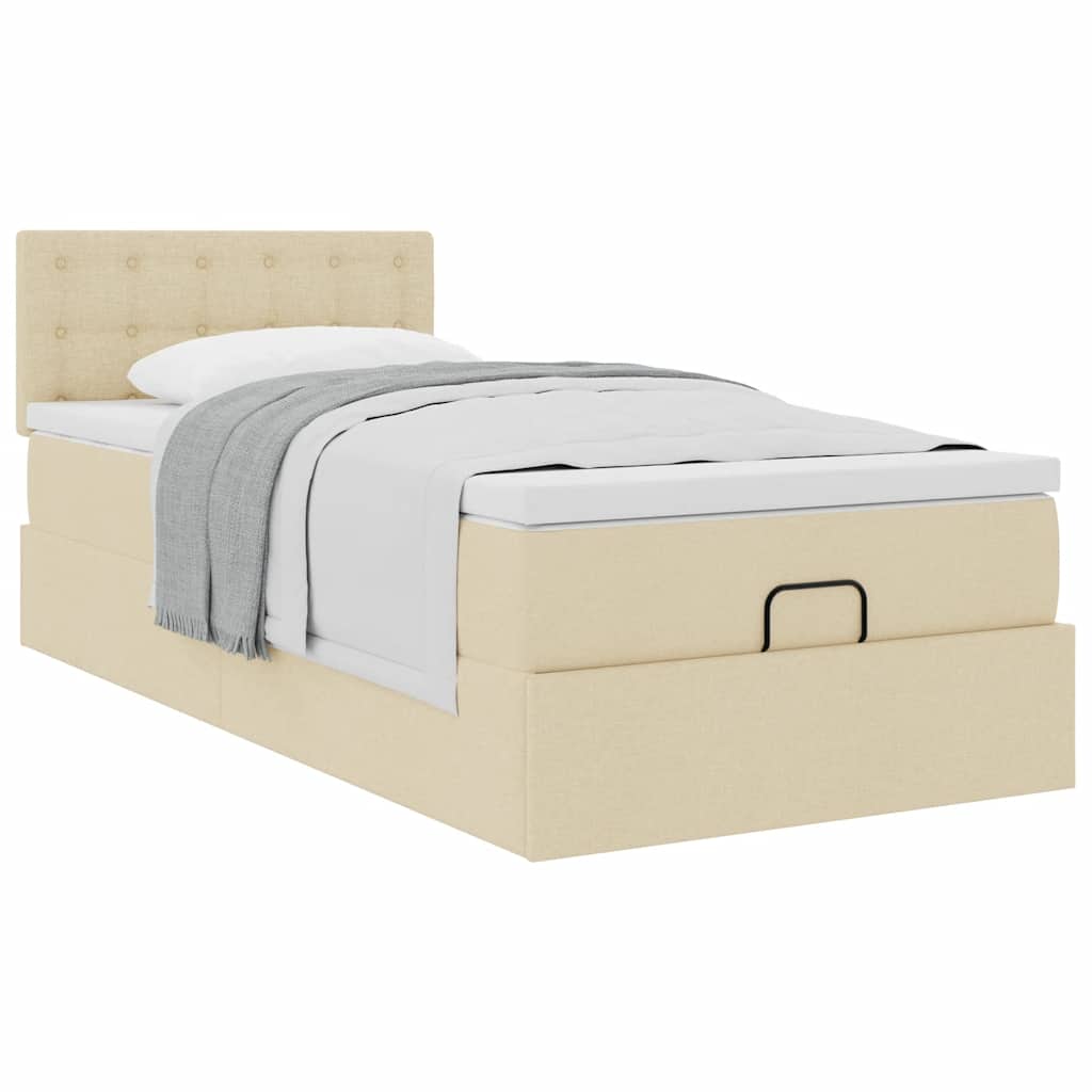 Ottoman bed met matras 80x200cm stof crèmekleurig – afbeelding 5