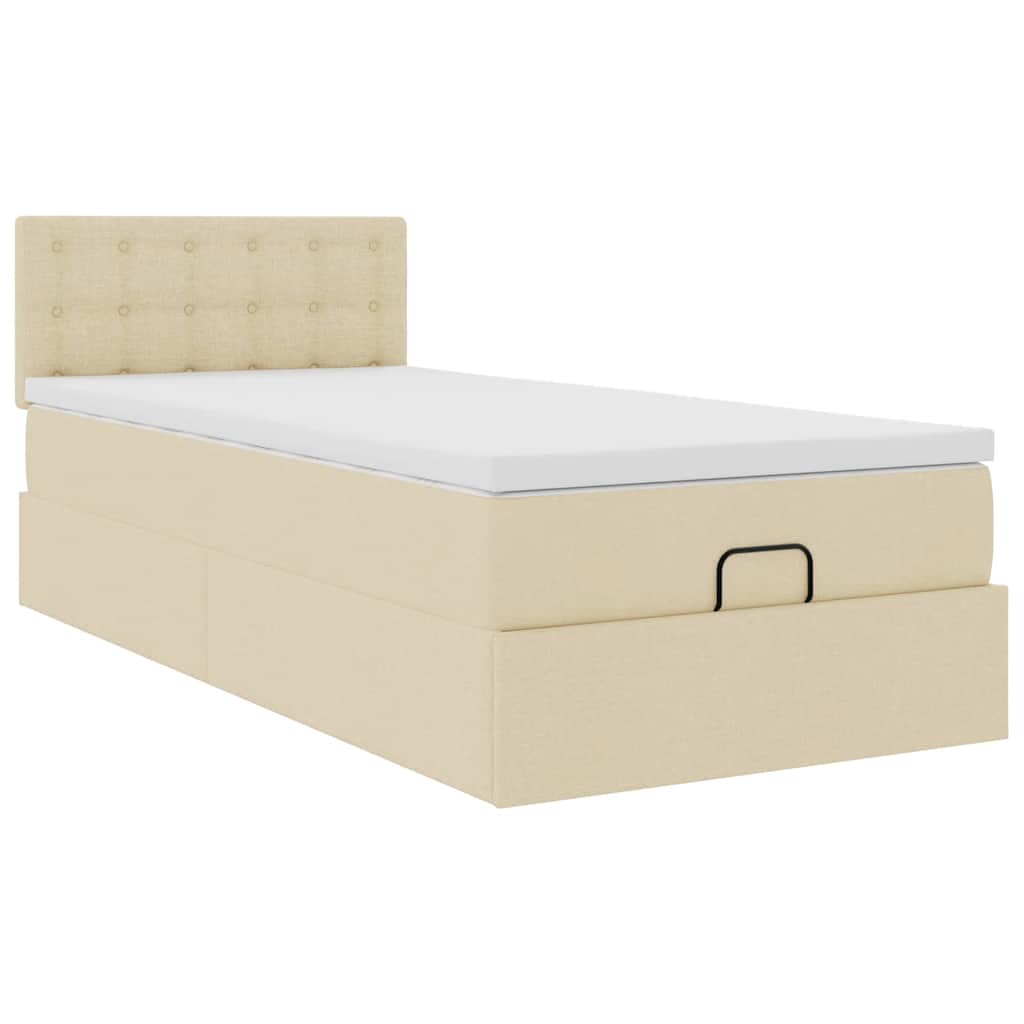 Ottoman bed met matras 80x200cm stof crèmekleurig – afbeelding 6