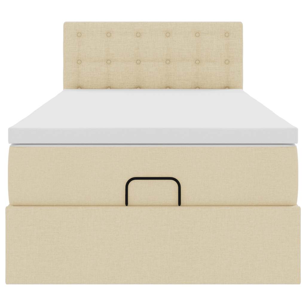 Ottoman bed met matras 80x200cm stof crèmekleurig – afbeelding 7