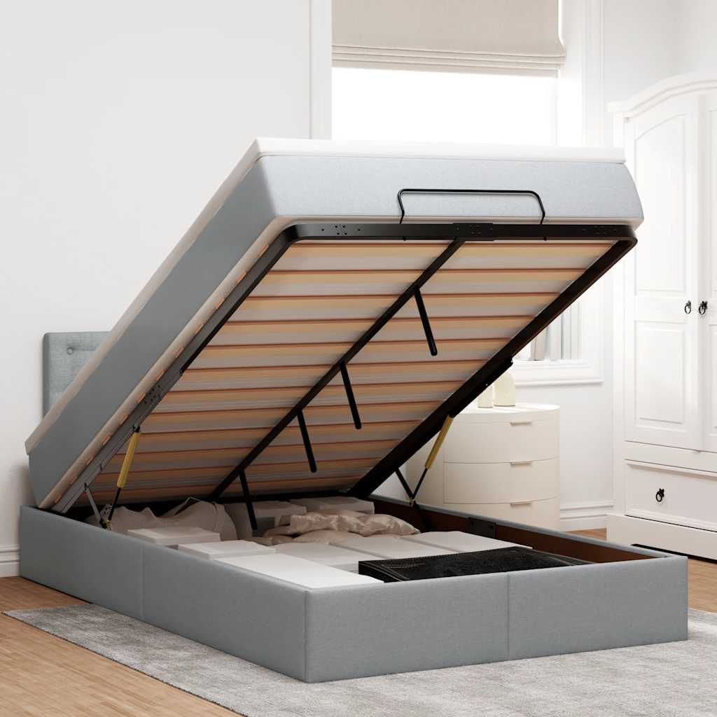 Bed met matras 120x190 cm stof lichtgrijs – afbeelding 1