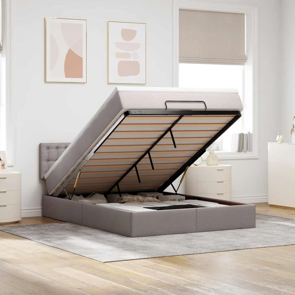 Bed met matras 140x190 cm stof taupe – afbeelding 1