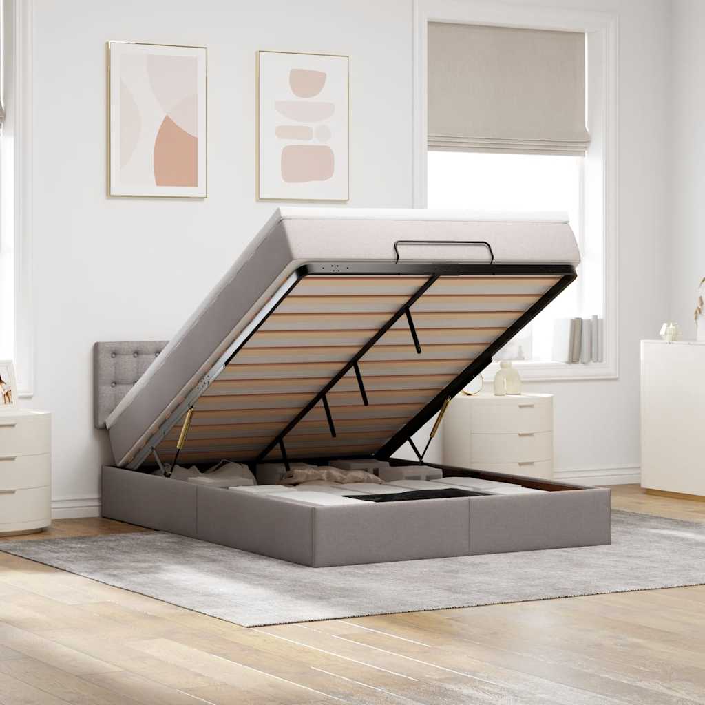 Bed met matras 140x200 cm stof taupe – afbeelding 1