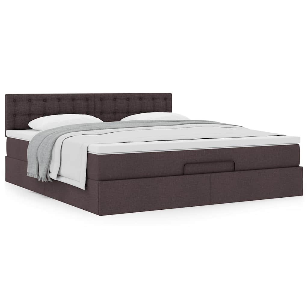 Ottoman bed met matras 160x200cm stof donkerbruin – afbeelding 4