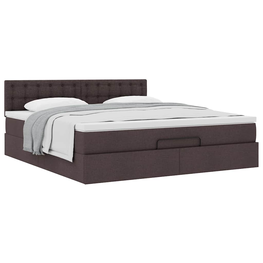 Ottoman bed met matras 160x200cm stof donkerbruin – afbeelding 5