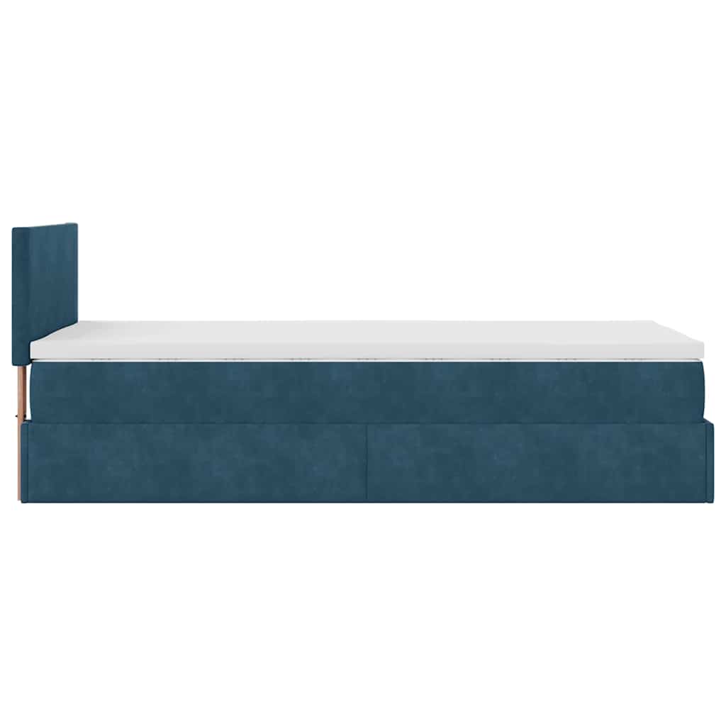 Ottoman bed met matras 90x190cm fluweel donkerblauw – afbeelding 10