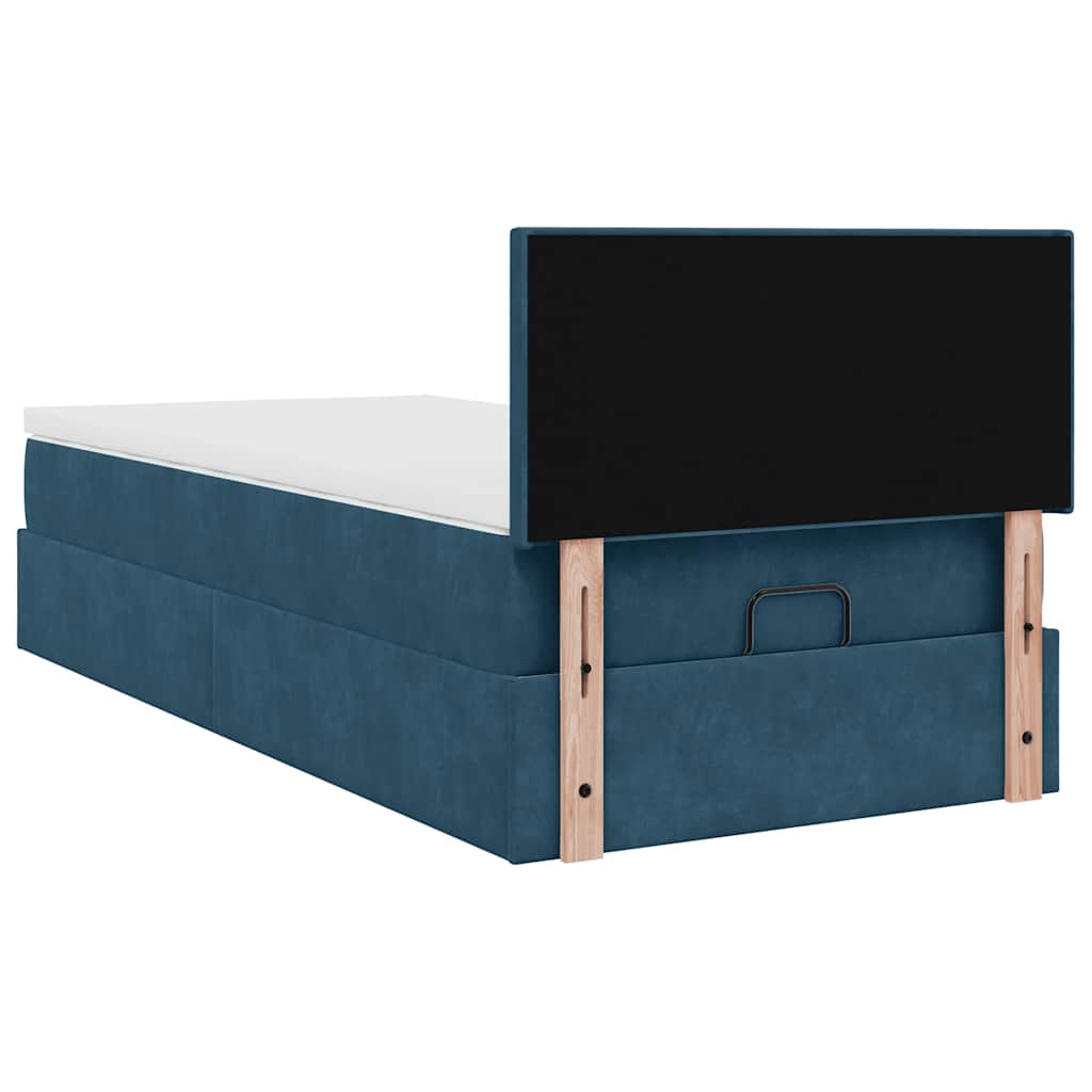 Ottoman bed met matras 90x190cm fluweel donkerblauw – afbeelding 11