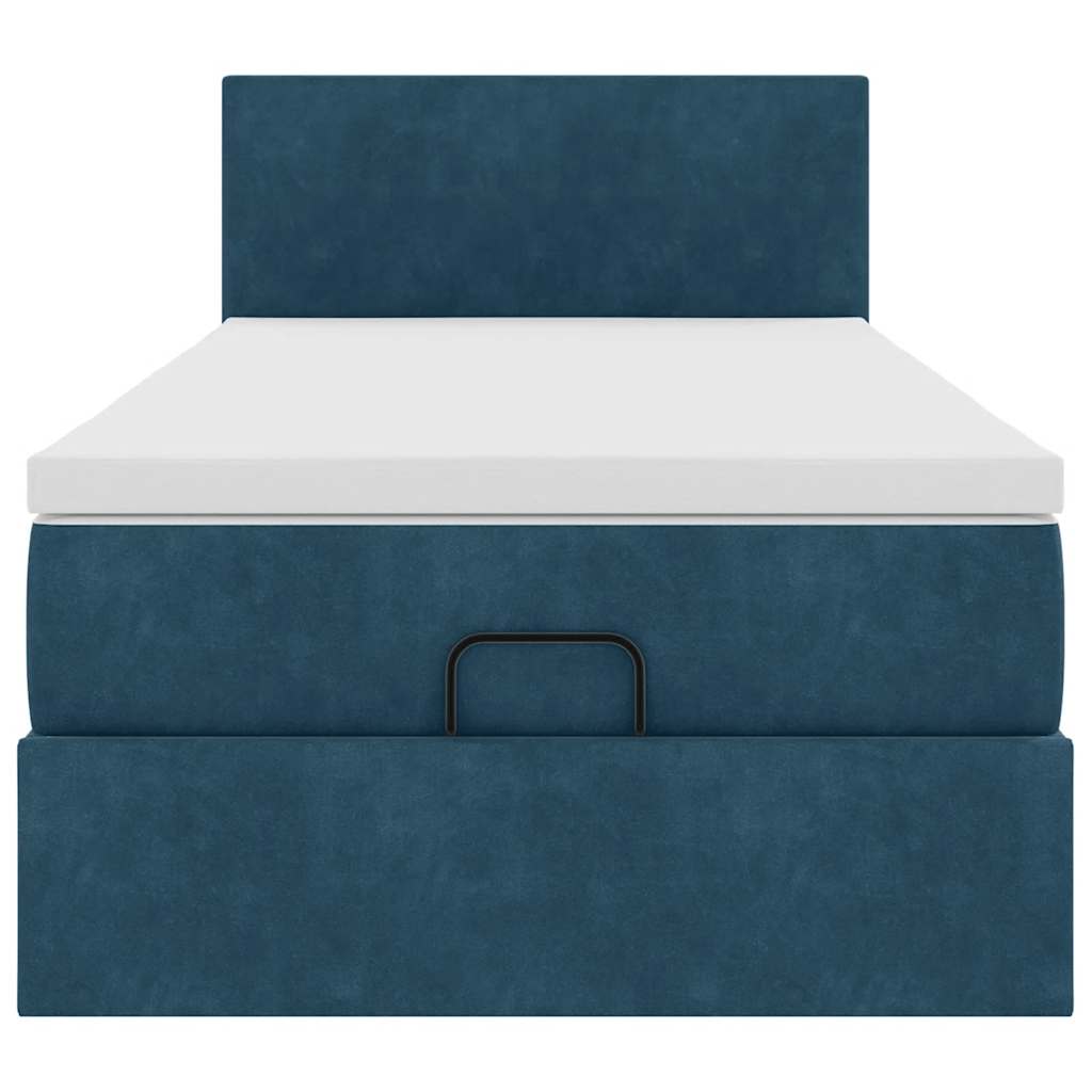 Ottoman bed met matras 90x190cm fluweel donkerblauw – afbeelding 7