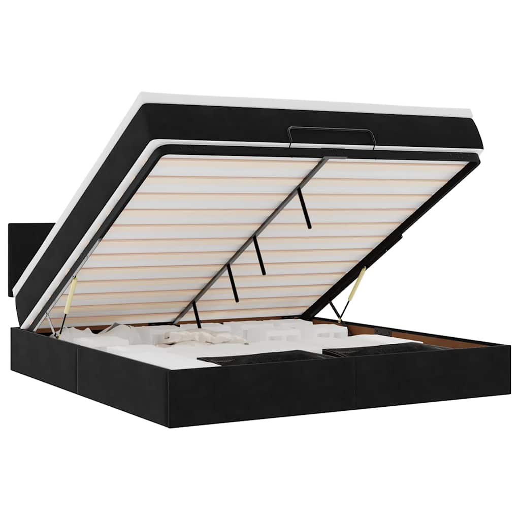 Ottoman bed met matras 180x200cm fluweel zwart – afbeelding 2