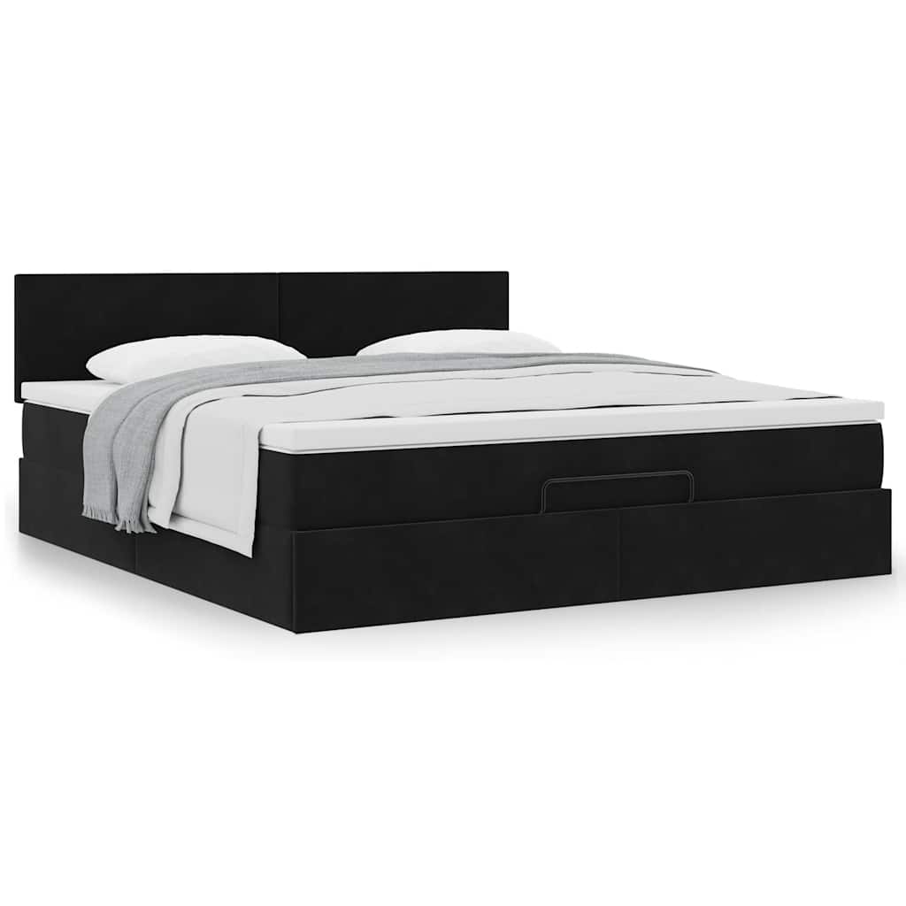 Ottoman bed met matras 180x200cm fluweel zwart – afbeelding 4