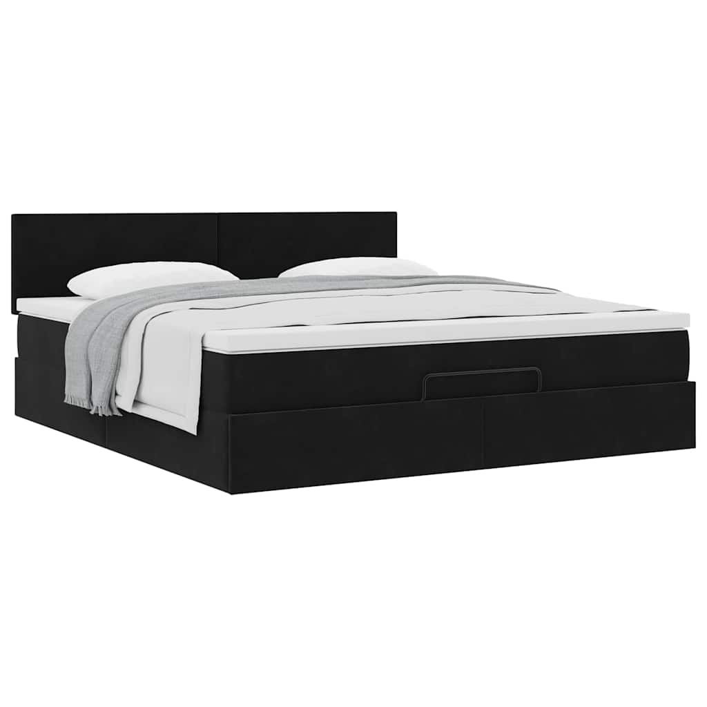 Ottoman bed met matras 180x200cm fluweel zwart – afbeelding 5